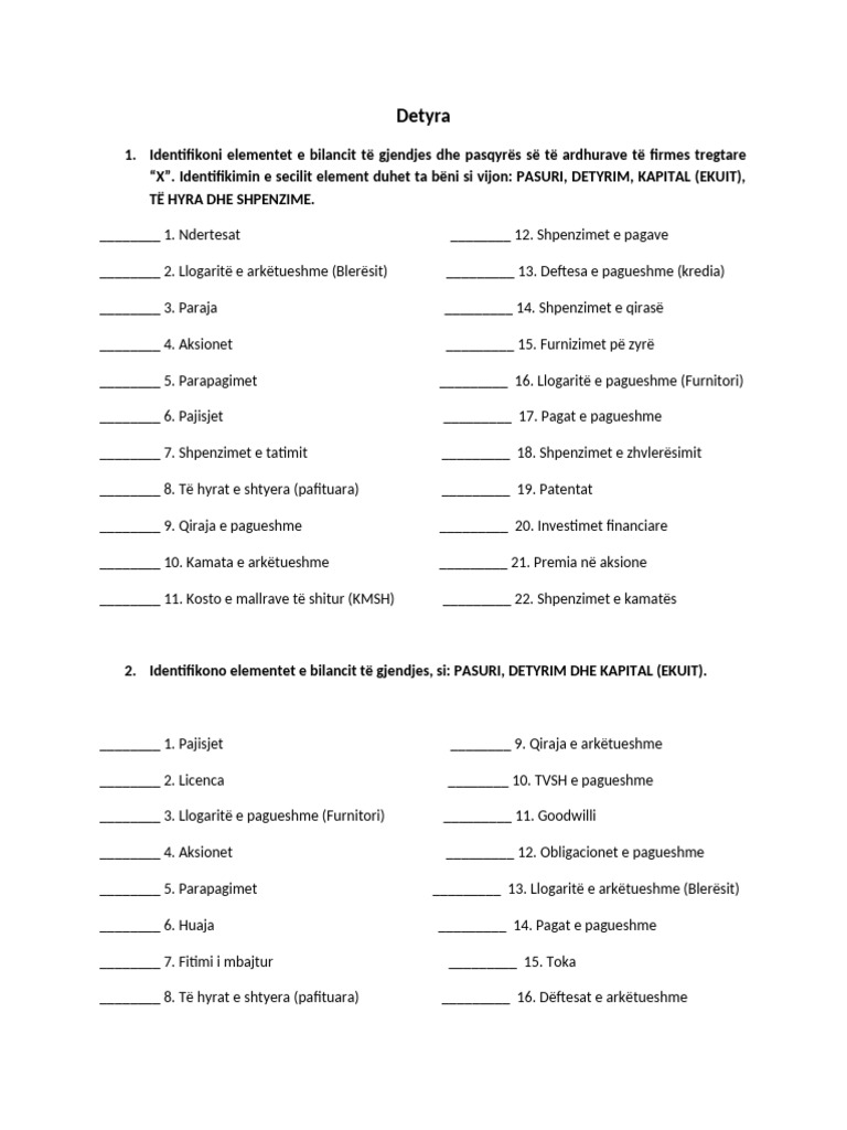 Detyra Per Ushtrime | PDF
