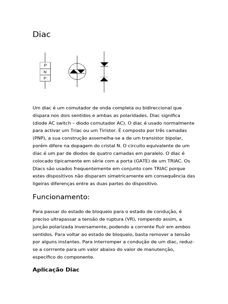 Significado e Aplicação do Diac | PDF | Ciências e Matemática ...