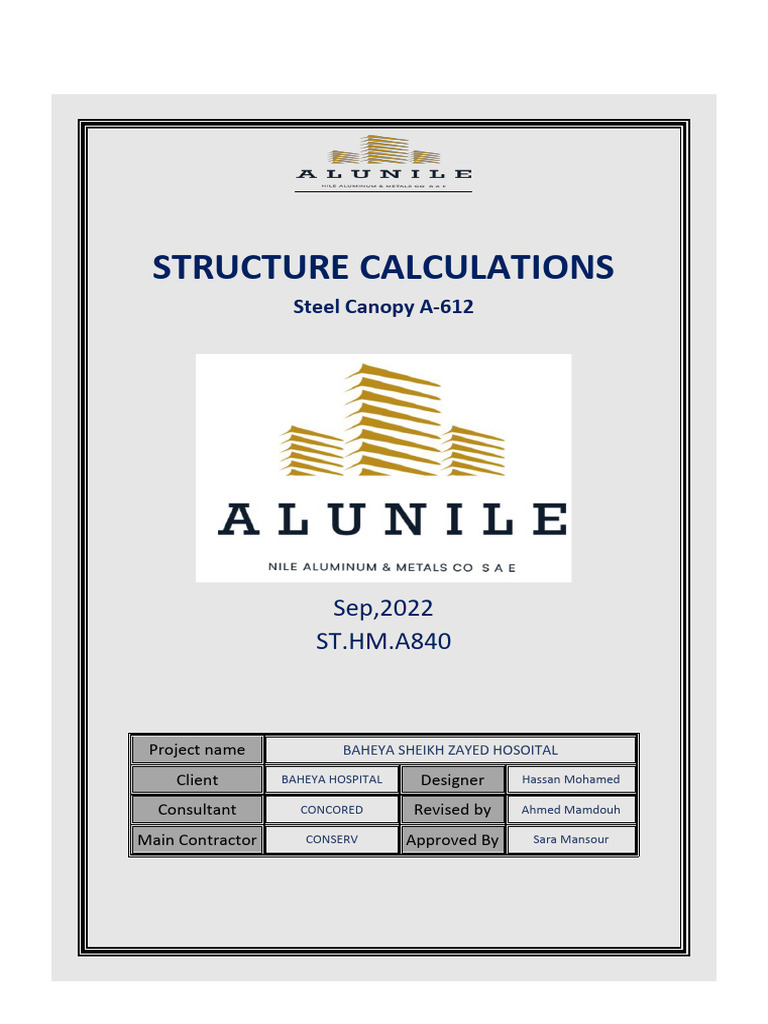 Steel Canopy Design Calculations A-612 | PDF | Strength Of Materials ...