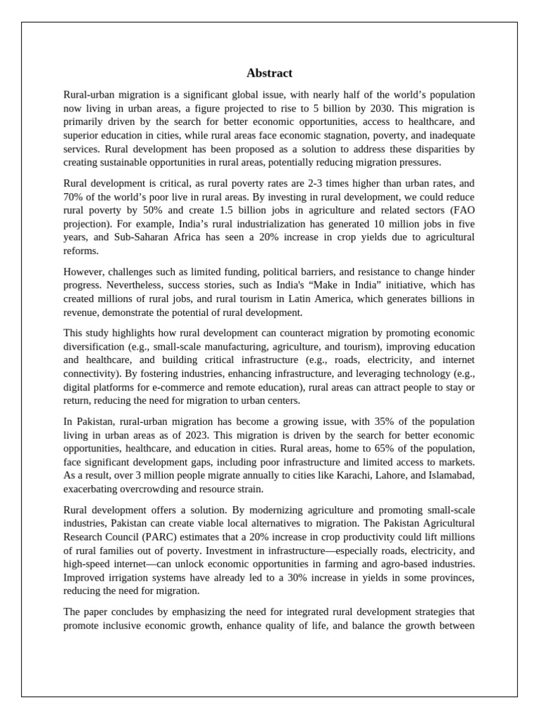 Rural Development to Curb Migration | PDF | Urbanization | Infrastructure