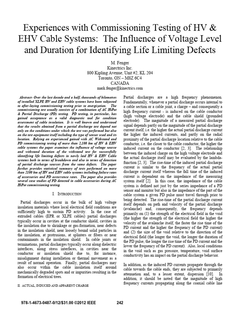 HV & EHV Cable Testing Insights | PDF | Capacitor | Capacitance