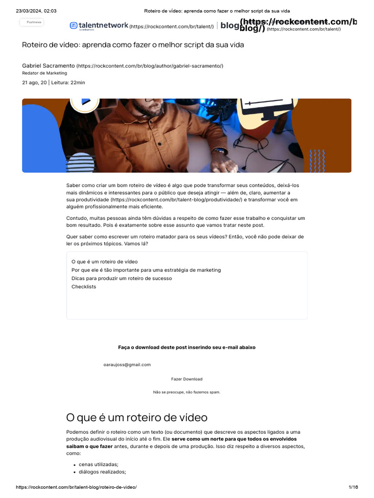 Como Escrever um Roteiro de Vídeo | PDF | Tempo | Roteiro