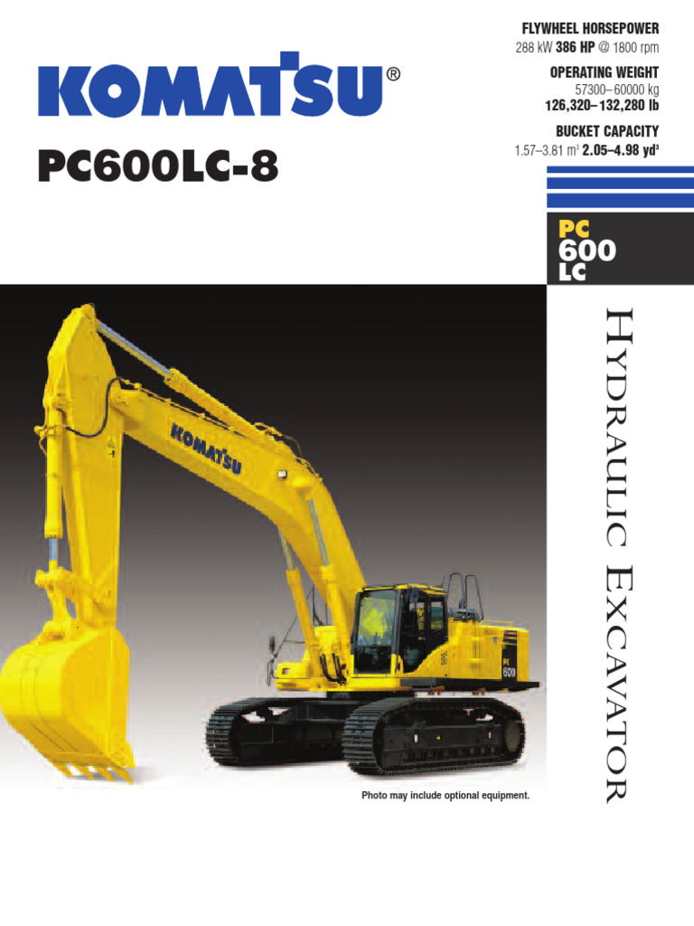 Komatsu PC600LC-8 Hydraulic Excavator Specs | PDF | Horsepower | Engines
