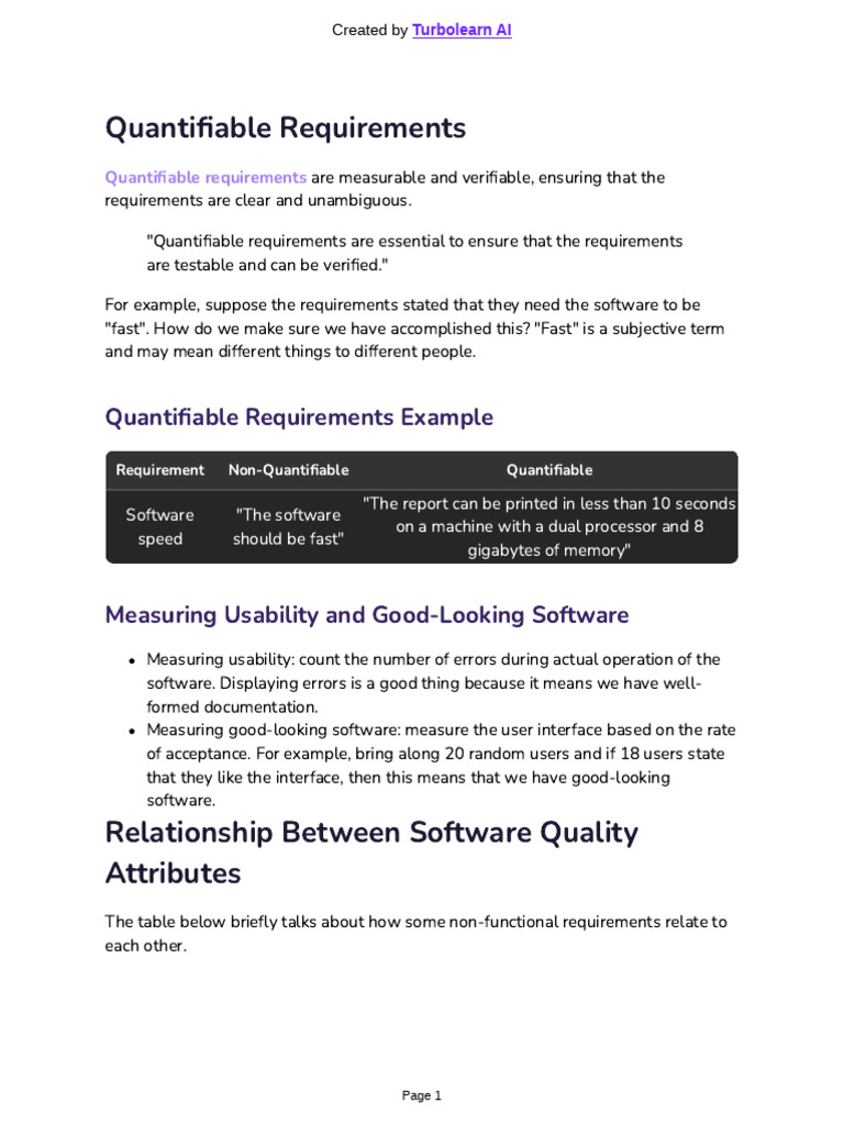 Understanding Quantifiable Requirements | PDF