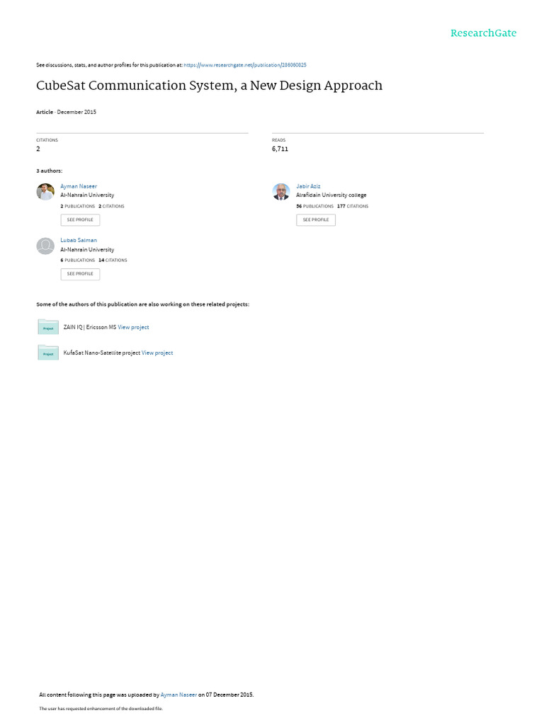 CubeSat Communication System, Design | PDF | Modulation | Bit Rate