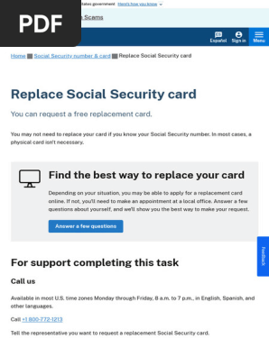Replace Social Security card   SSA
