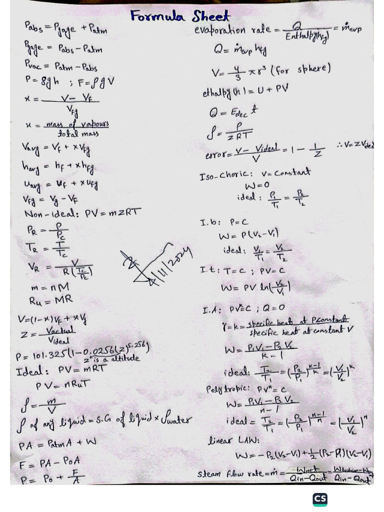 Formula Sheet | PDF