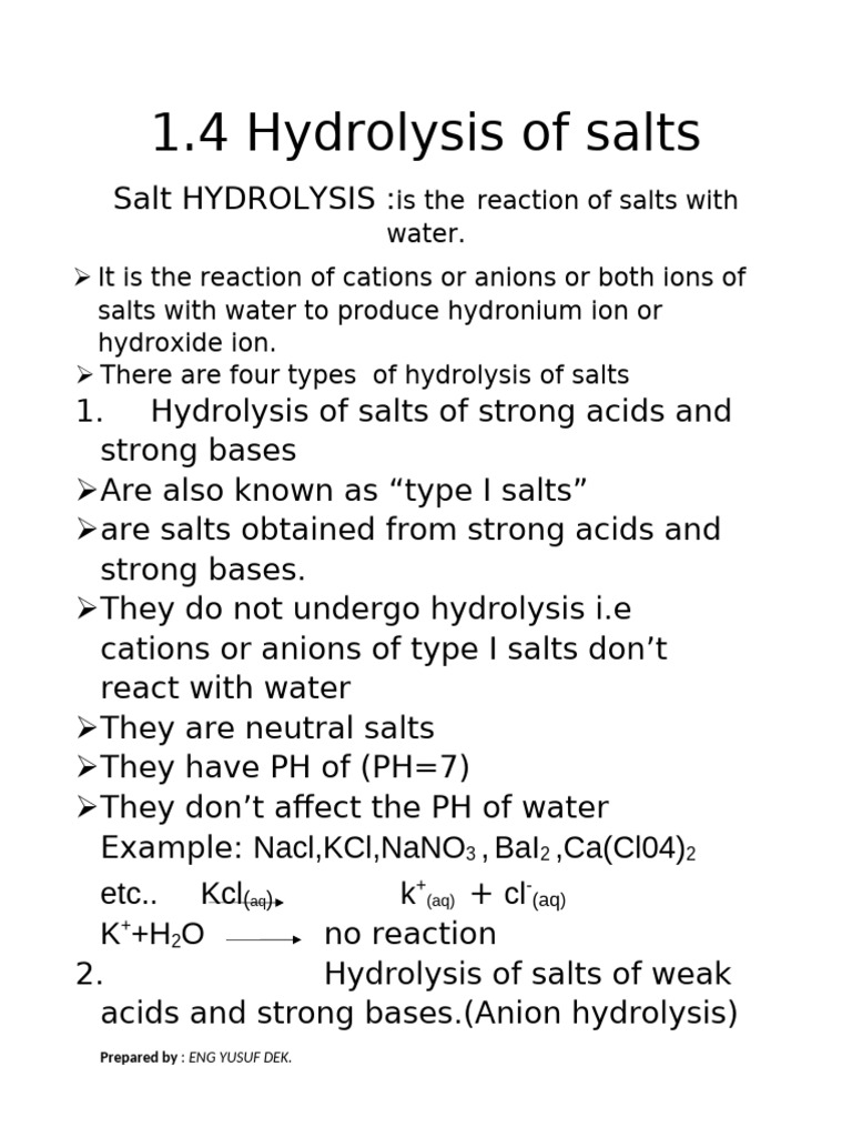 Chem | PDF | Salt (Chemistry) | Hydrolysis
