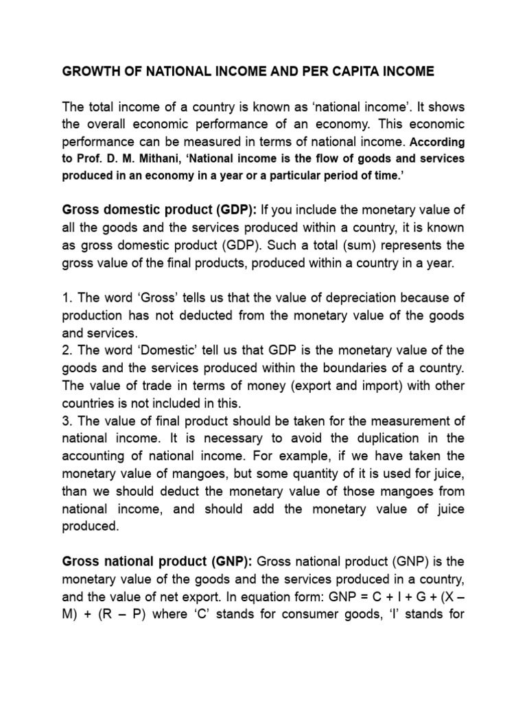 National Income & GDP Explained | PDF | Measures Of National Income And ...