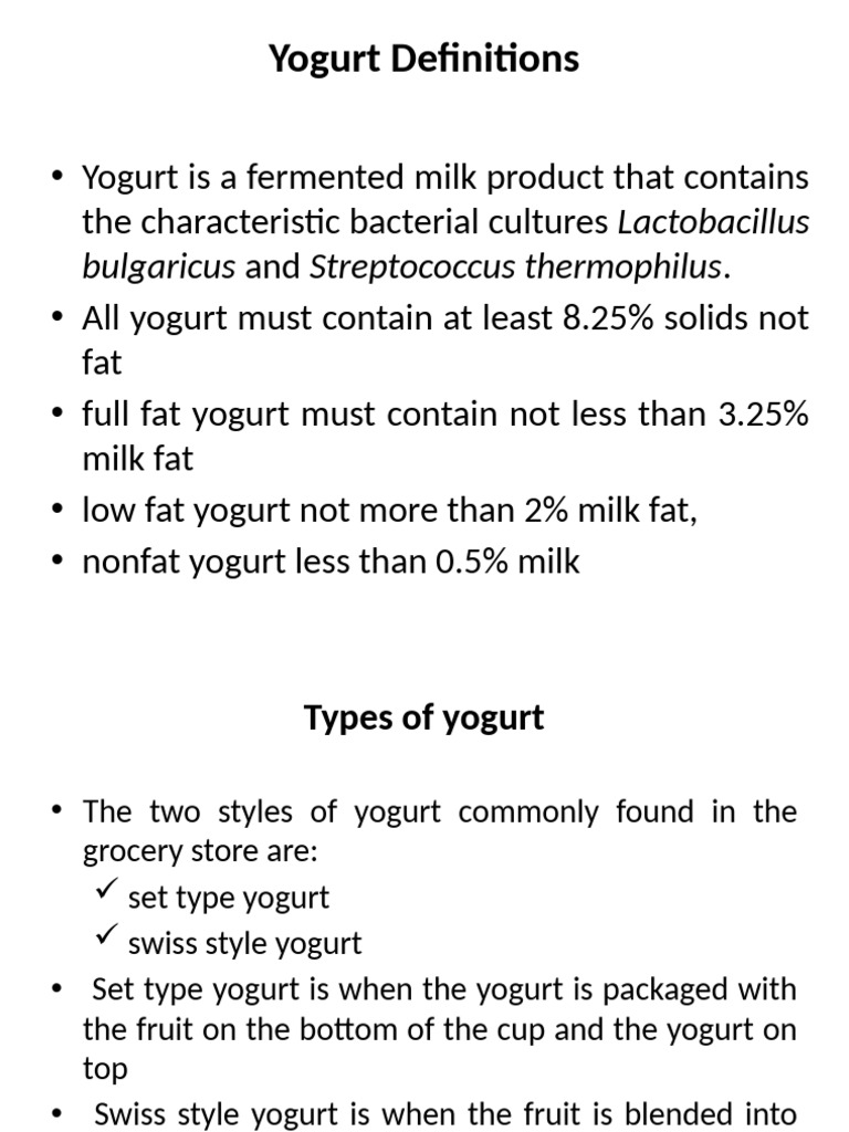 Yogurt Production Essentials | PDF | Yogurt | Milk
