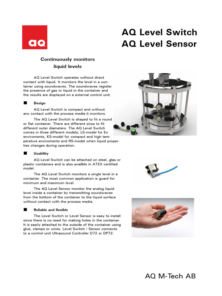 AQ Level Switch, AQ Level Sensor 2.0 | PDF | Equipment | Manufactured Goods