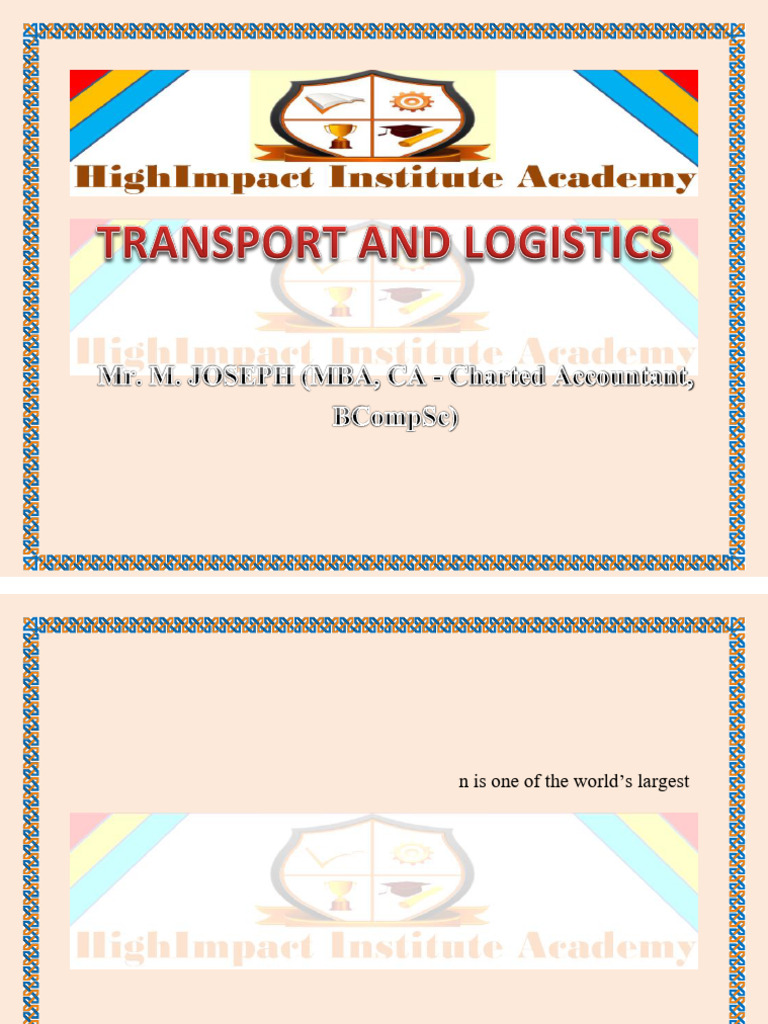 Transport and Logistics Overview | PDF | Logistics | Transport