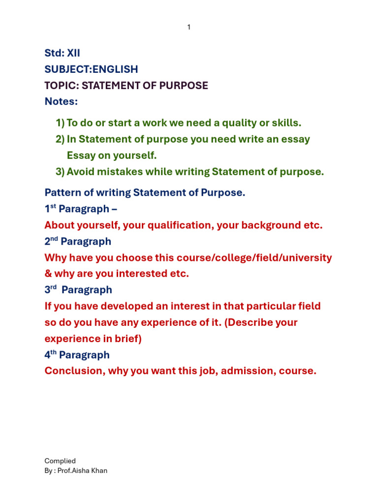 Crafting an Effective Statement of Purpose | PDF | Essays | English ...