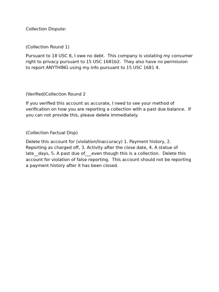 Disputing Collection Account Violations | PDF | Finance & Money Management