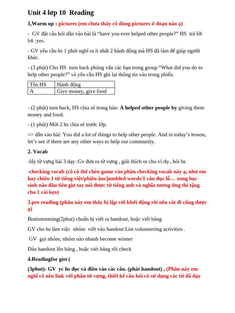 Unit 4 Lơp 10 Reading | PDF