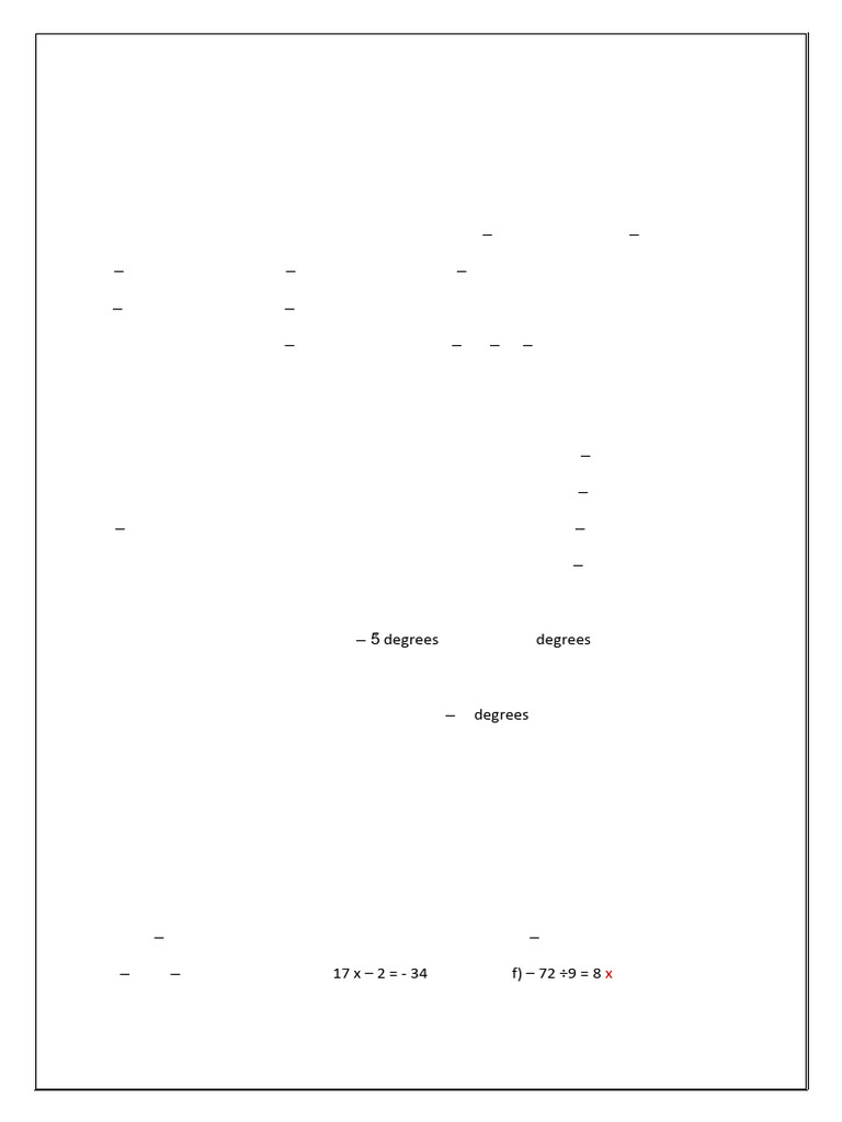 Integers Operations Worksheet | PDF