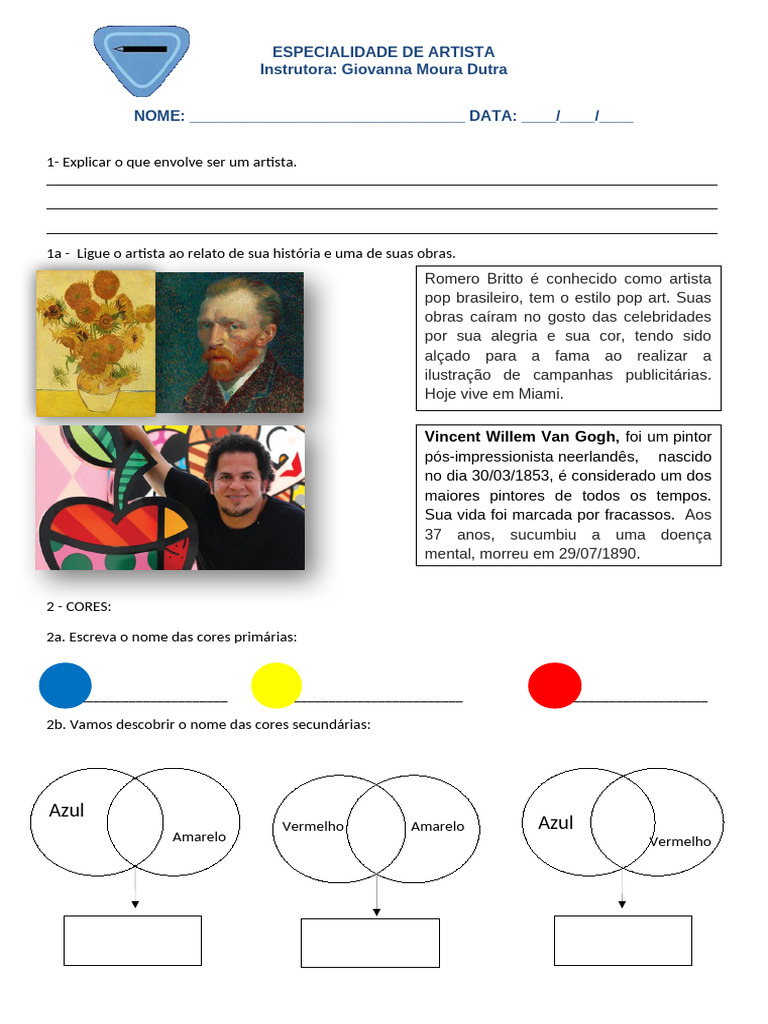 Atividades de Arte para 9º Ano | PDF | Cor | Vermelho