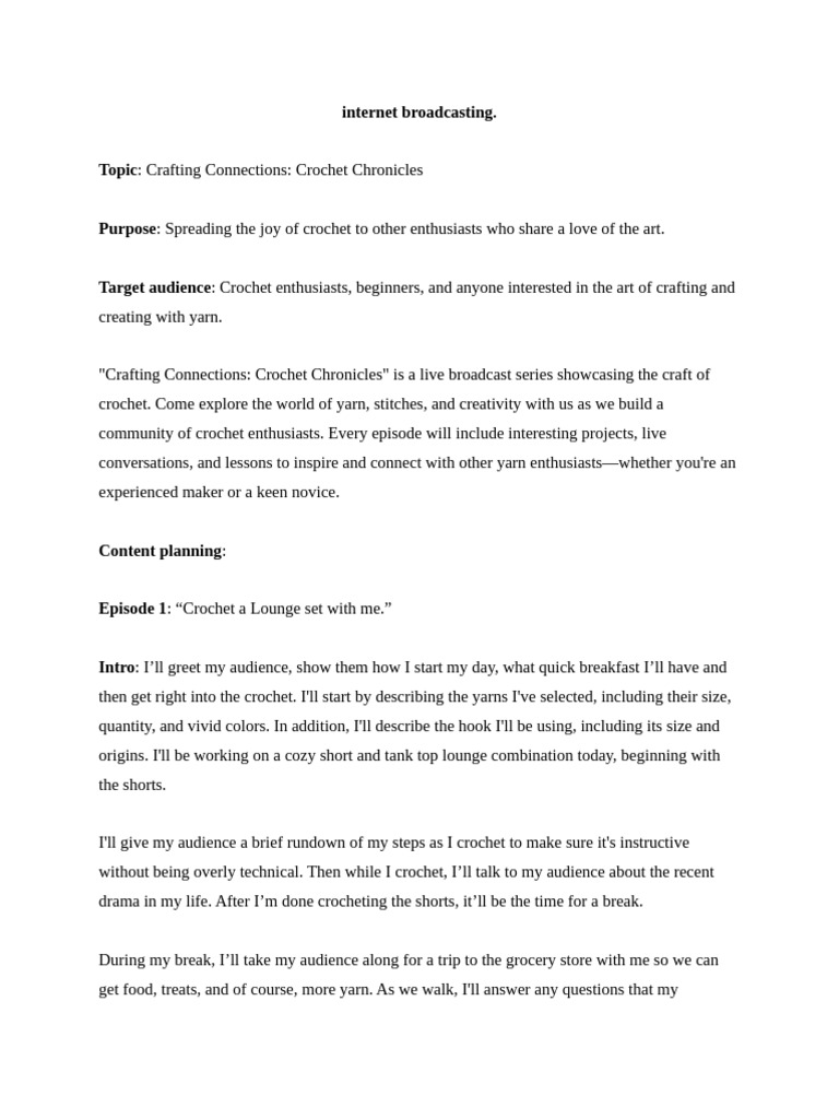Internet broadcasting | PDF | Crochet | Broadcasting