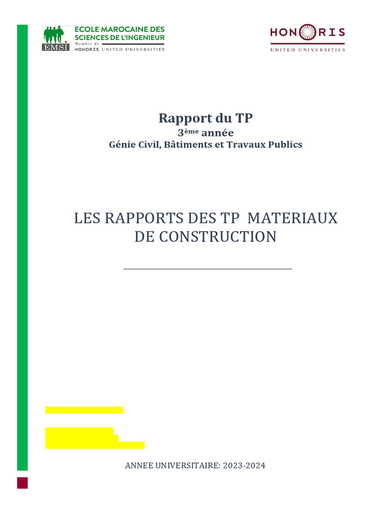 Rapports de TP Matériaux de Construction | PDF | Béton | Génie géotechnique