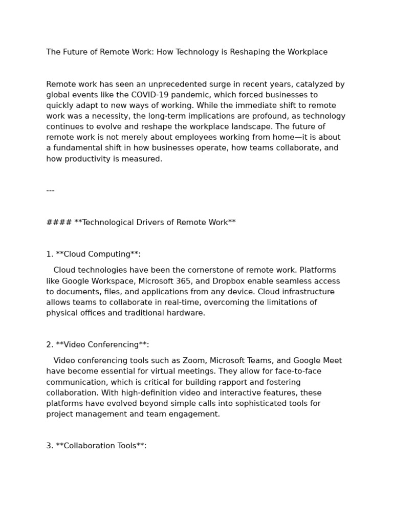 Tech's Role in Remote Work Evolution | PDF | Employment | Computer Security