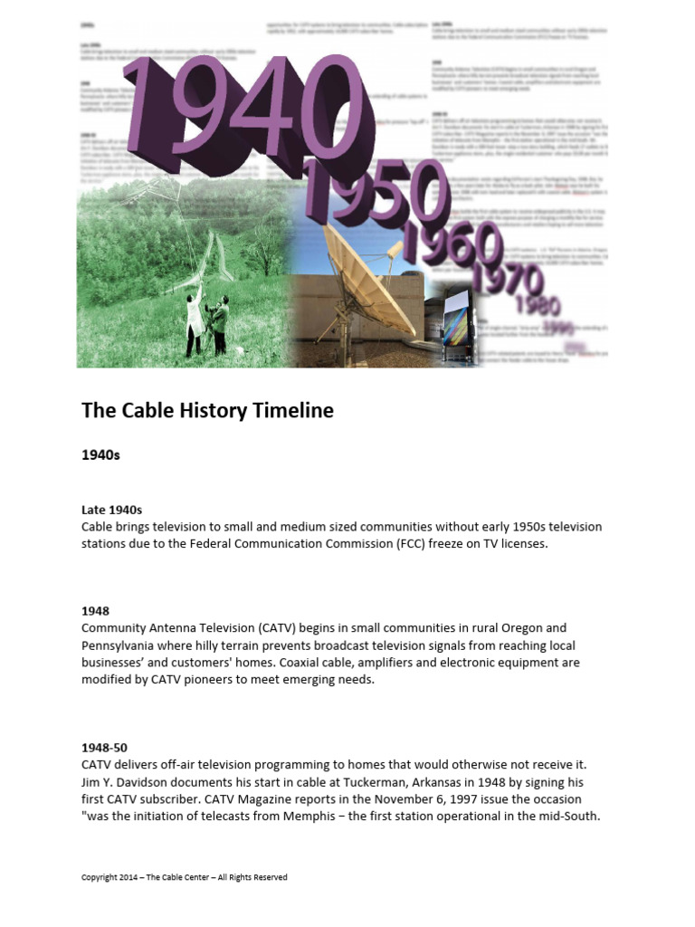 Cable Television History Timeline | PDF | Cable Television | Pay Television