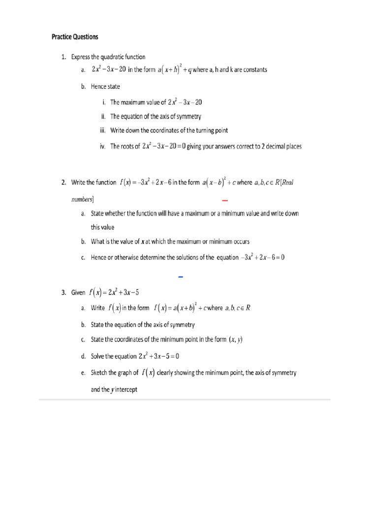 Worksheet Completing The Square | PDF