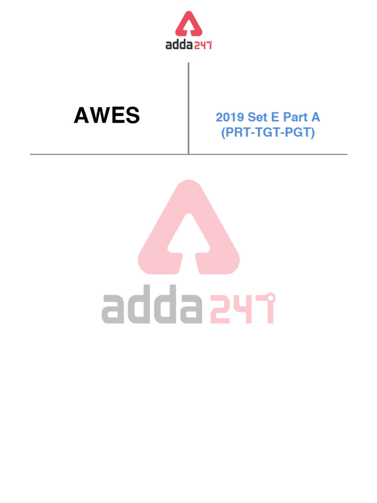 AWES 2019 - Set E Part A PRT - TGT - PGT English | PDF | Nuclear ...