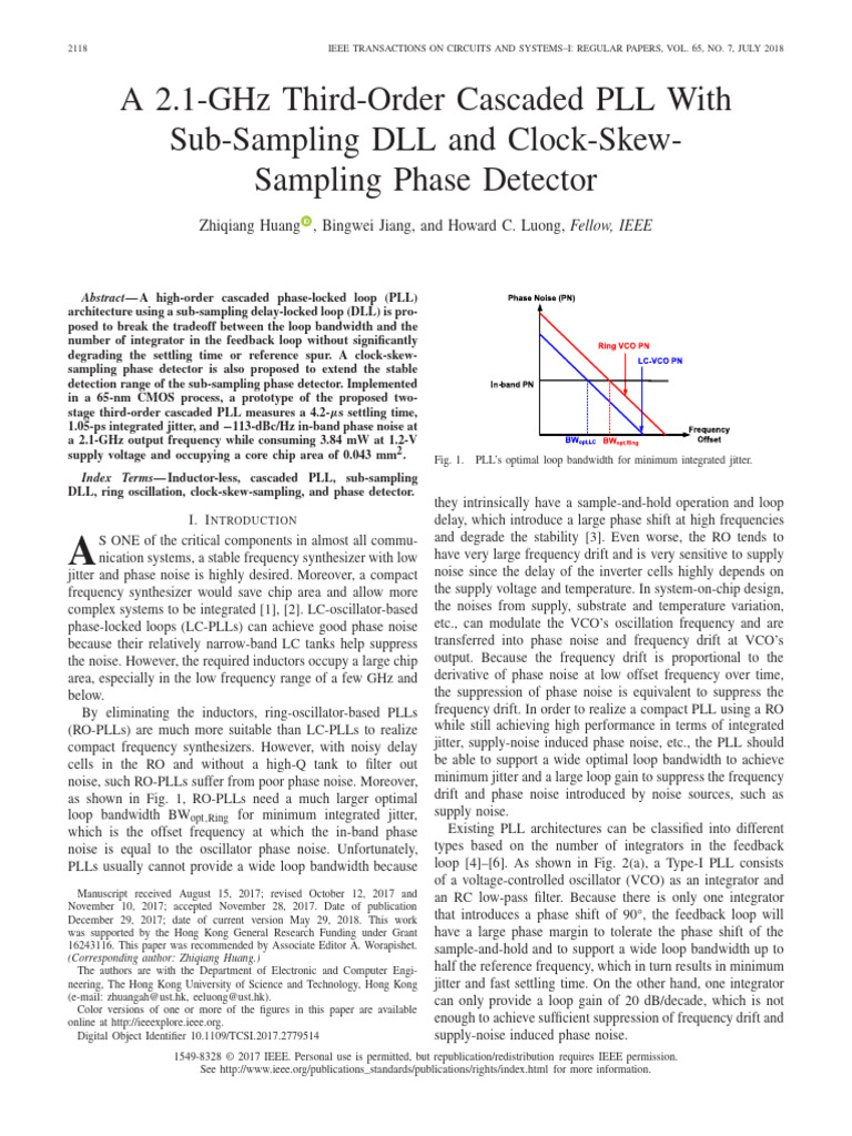2.1-GHz Cascaded PLL with DLL Design | PDF | Electronics | Electronic ...