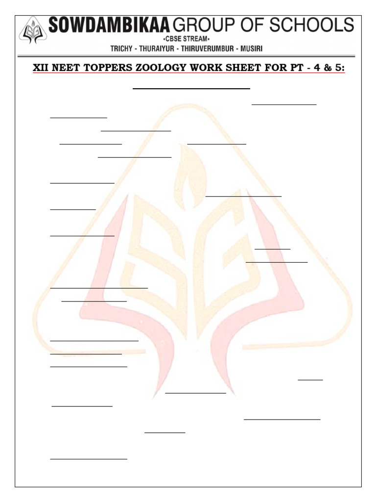 NEET Zoology: Locomotion Worksheet | PDF | Muscle | Musculoskeletal System