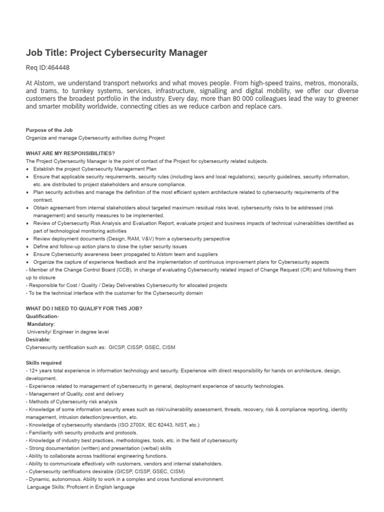 Project Cybersecurity Manager | PDF | Computer Security | Security