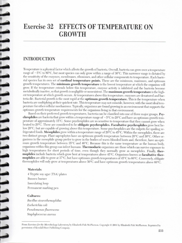 Ex 32 Effects of Temperature On Growth | PDF
