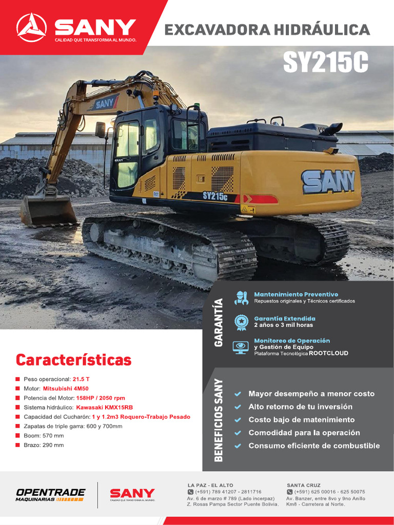 Excavadora - Sy 215C | PDF