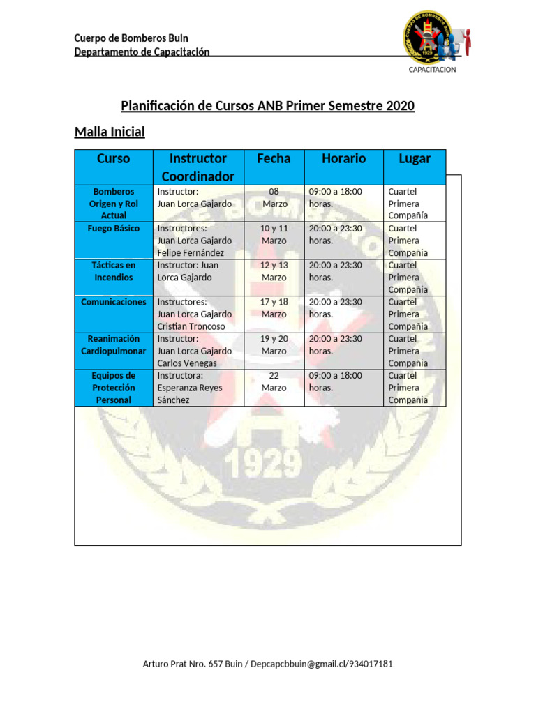 Planificacion Semestral 2020 | PDF