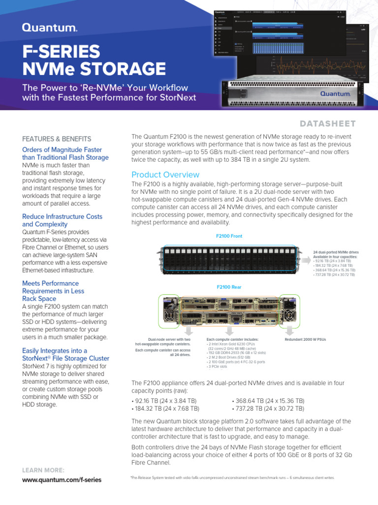 Quantum F-Series NVMe Datasheet | PDF | Solid State Drive | Computer ...