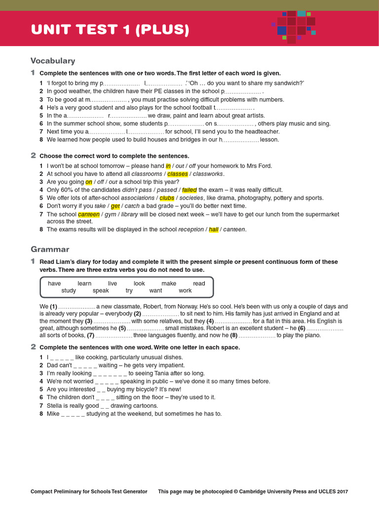 Compact Preliminary Test Generator | PDF | Human Communication ...