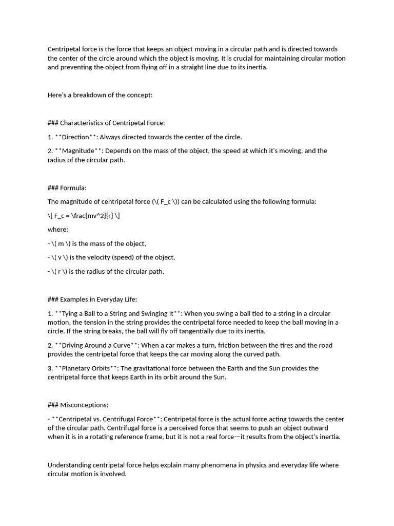 Centripetal Force Is The Force That Keeps An Object Moving in A ...