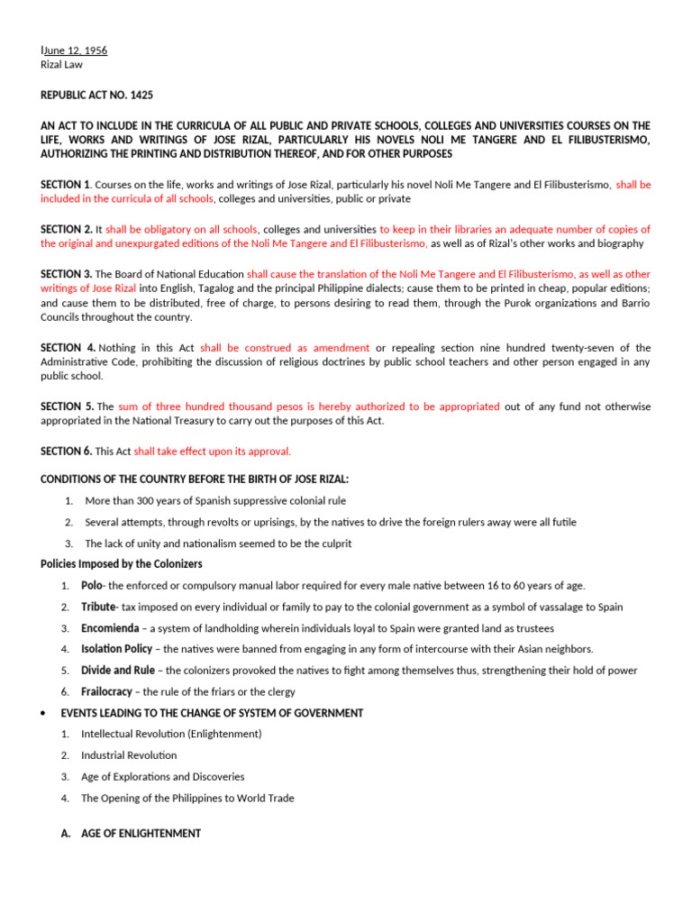 Rizal Law: Education Reform Act | PDF | Age Of Discovery
