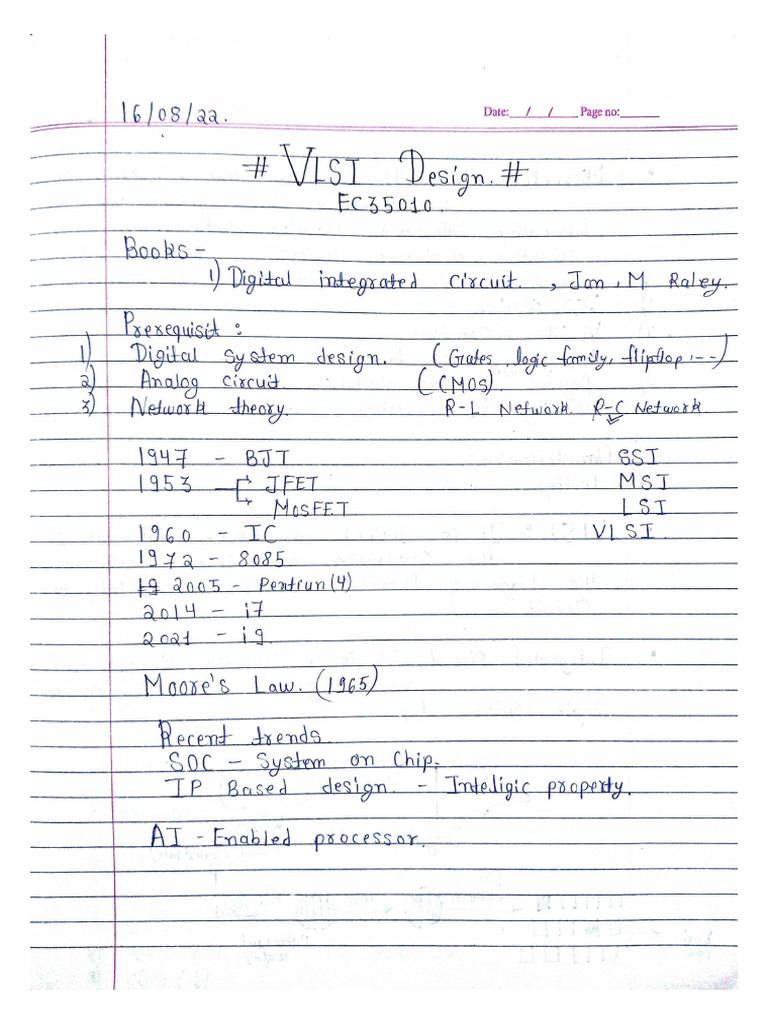 Vlsi Notes Btech 3rd Year | PDF