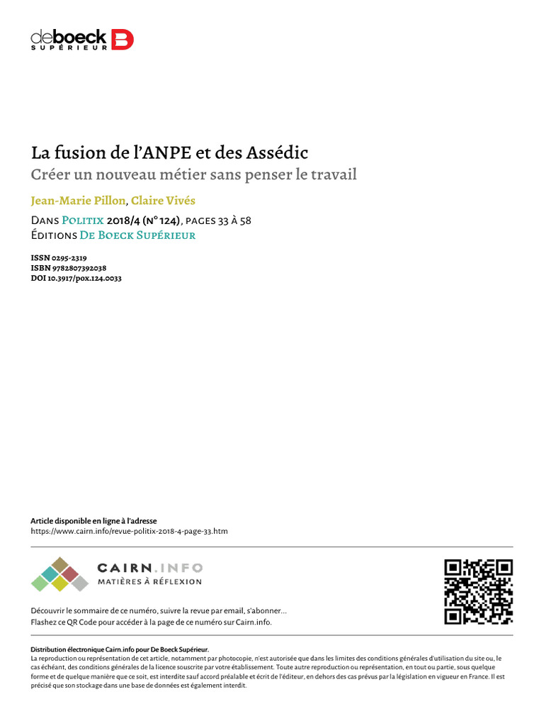 Fusion ANPE-Assédic : enjeux et impacts | PDF | Emploi