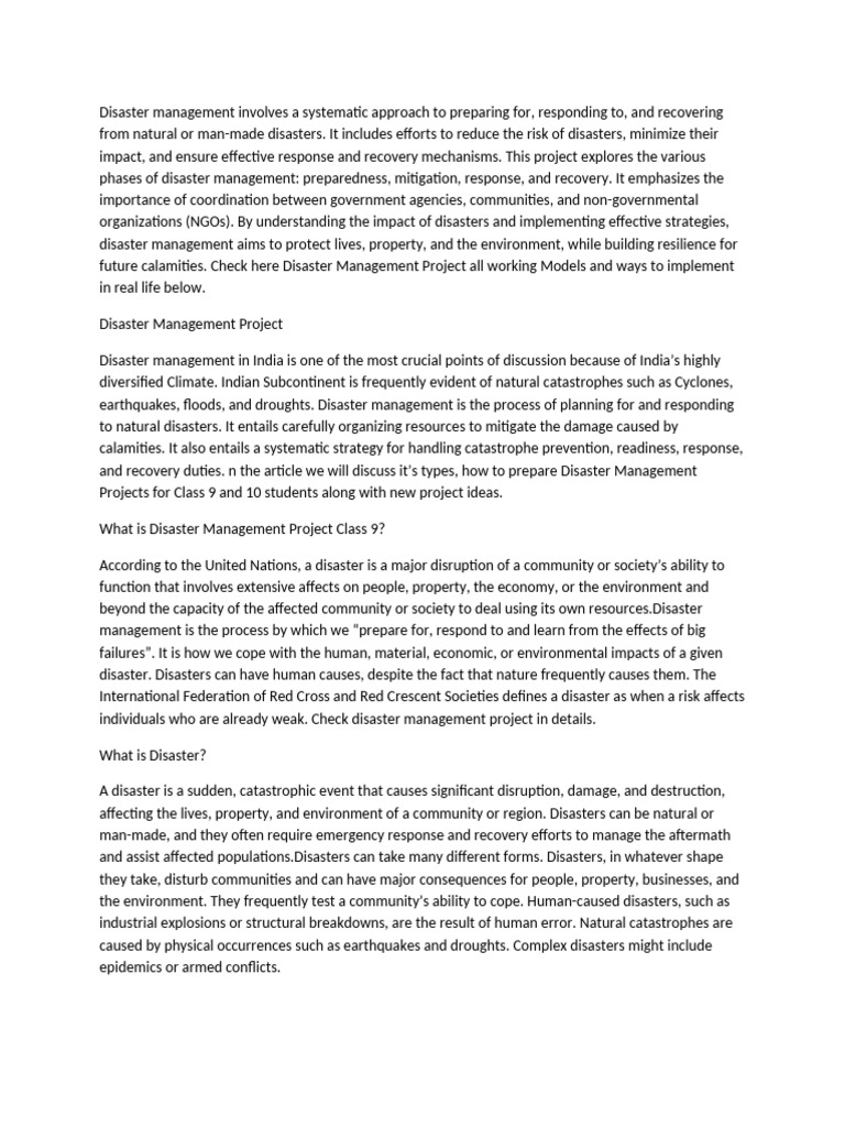 Disaster Management Strategies and Projects | PDF | Emergency ...