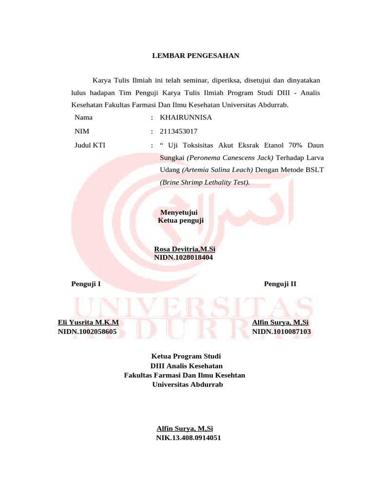 Format Lembaran KTI | PDF