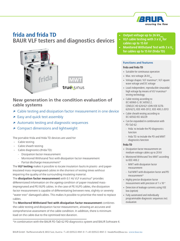 DS - VLF Tester and Diagnostics Device - Frida - Frida TD - BAUR - En ...