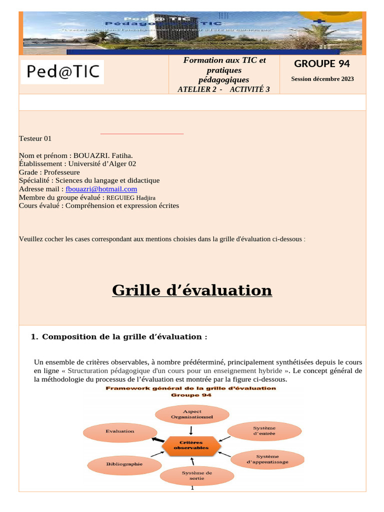 Évaluation de cours en TIC et pédagogie | PDF | Pédagogie