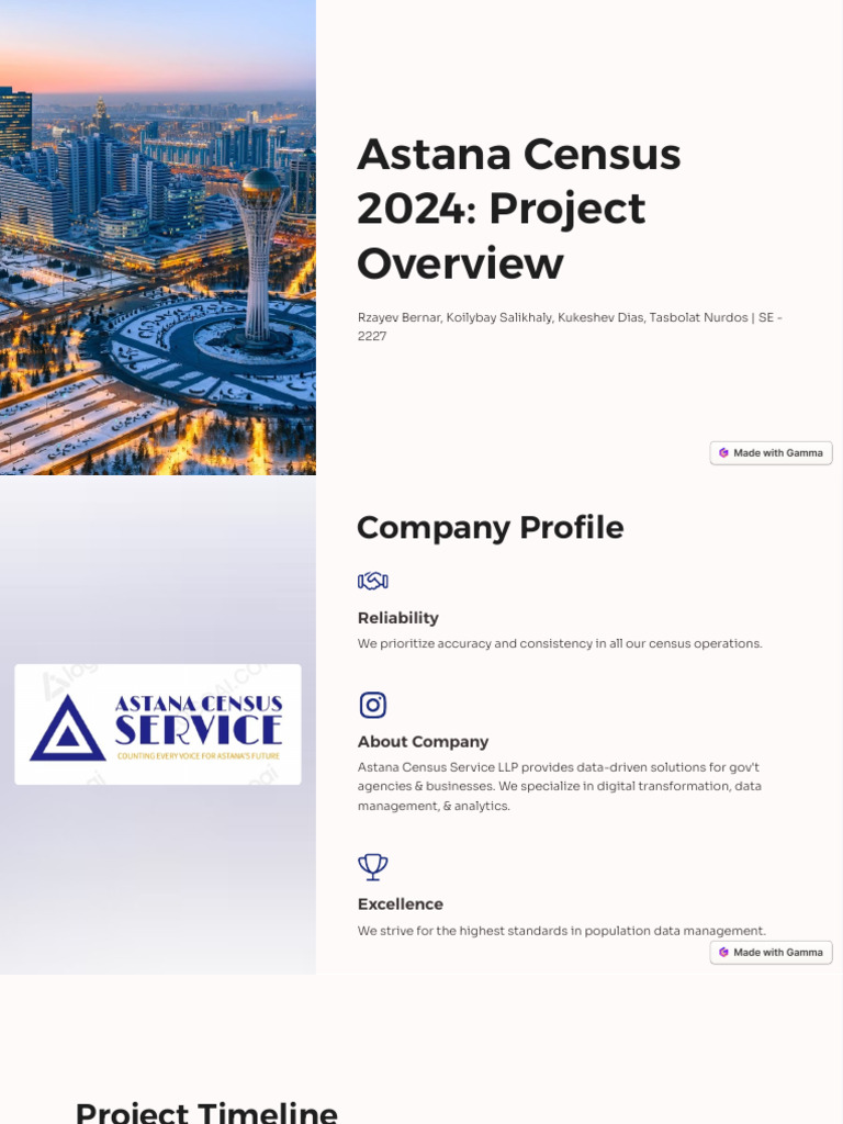 Astana Census 2024 Project Overview | PDF | Census | Business