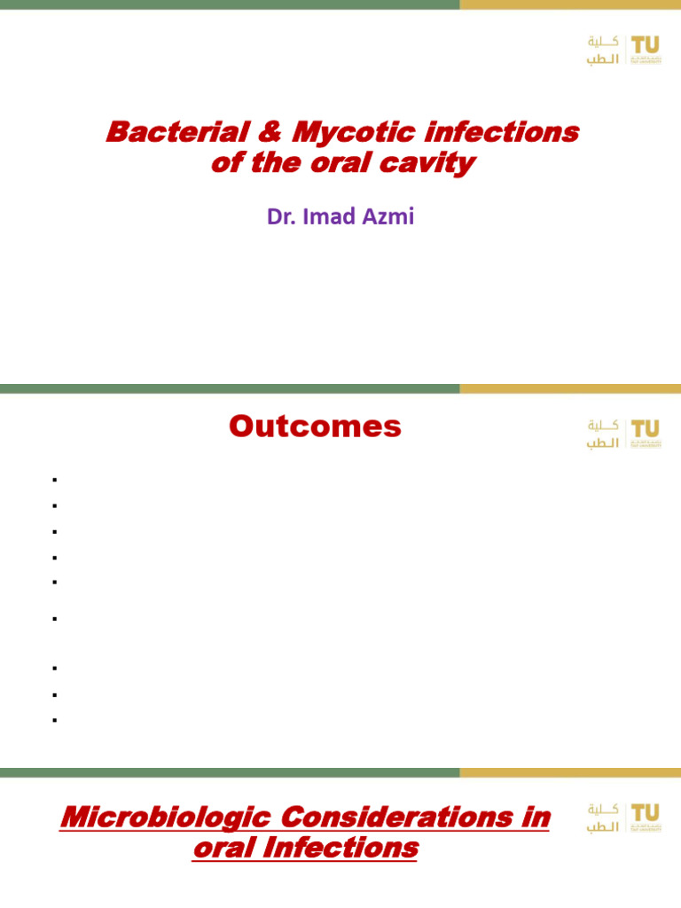 Bacterial and Mycotic Infections of The Oral Cavity-2025 | PDF ...