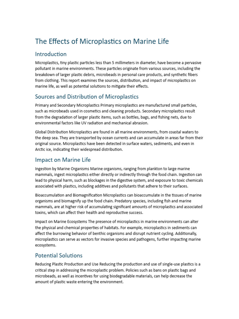 R3 - The Effects of Microplastics On Marine Life | PDF | Nature ...