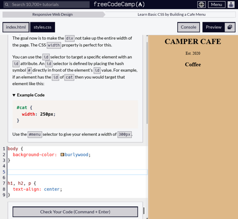 Learn Basic CSS by Building A Cafe Menu Step 21 | PDF