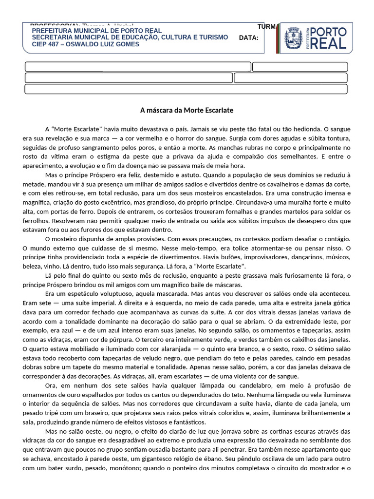 Máscara da Morte Escarlate | PDF | Cor | Vermelho