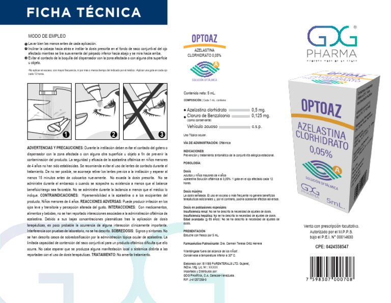 Ficha Optoaz | PDF | Medicina CLINICA | Drogas