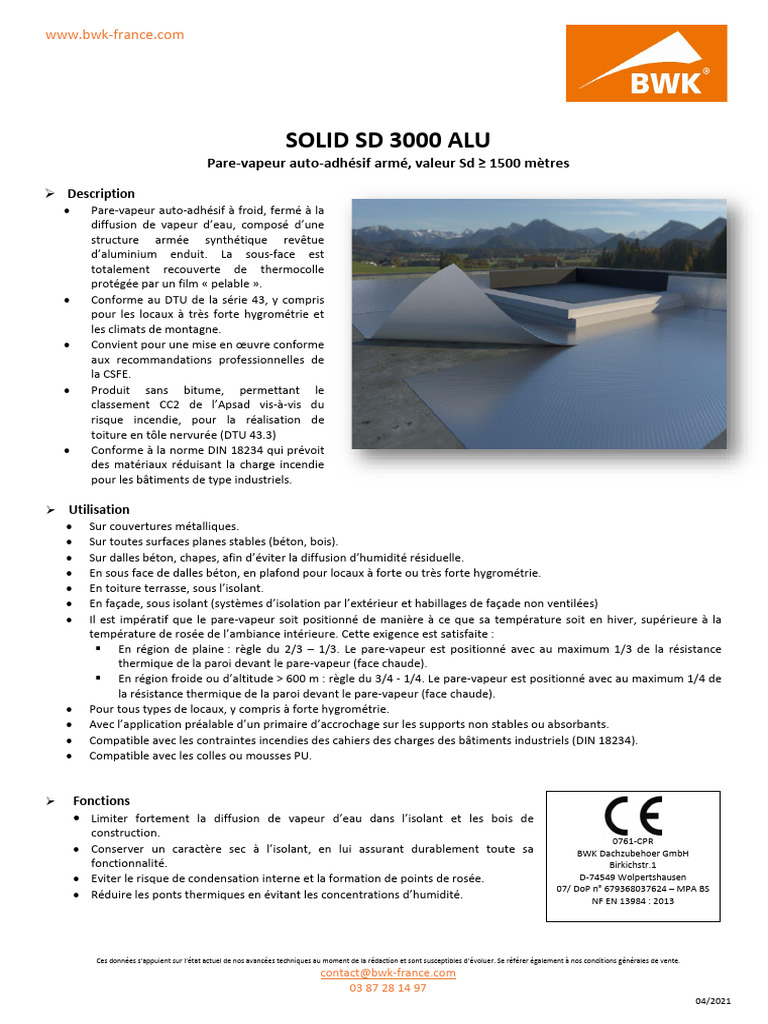 Pare-vapeur SOLID SD 3000 ALU | PDF | Génie du bâtiment